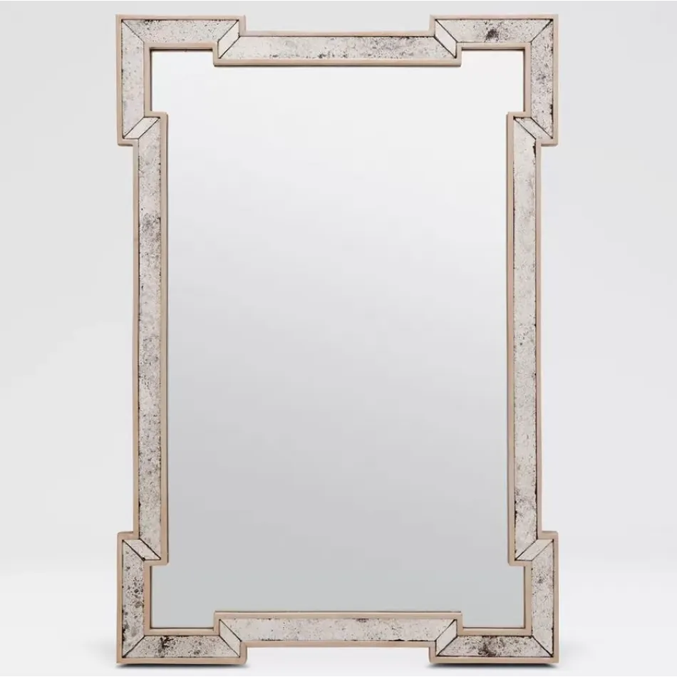 Norma Antiqued Palladian Silver Rectangular Mirror Oak 26"W x 38"H