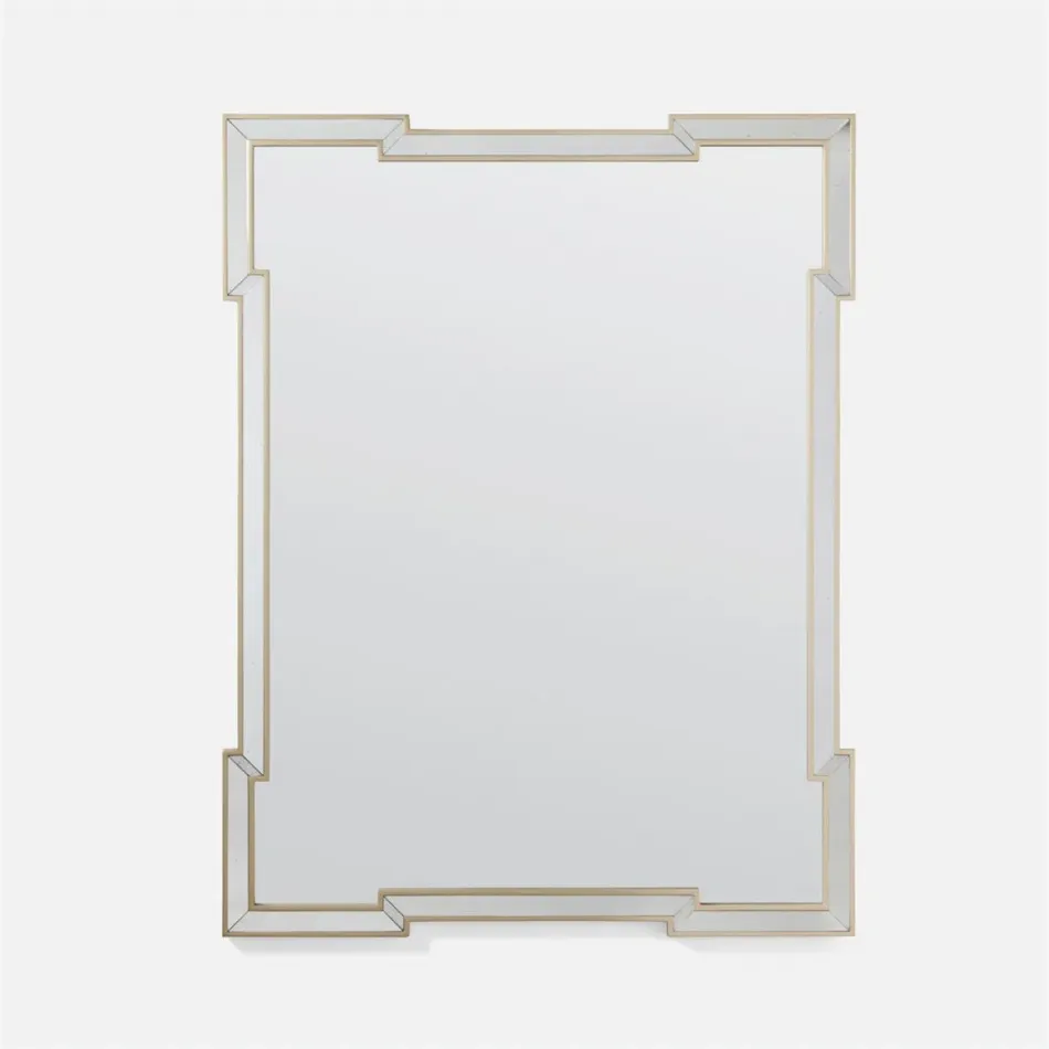 Norma 40"W x 52"H Antiqued Palladian Silver Rectangular Mirror Oak Rectangular Mirror