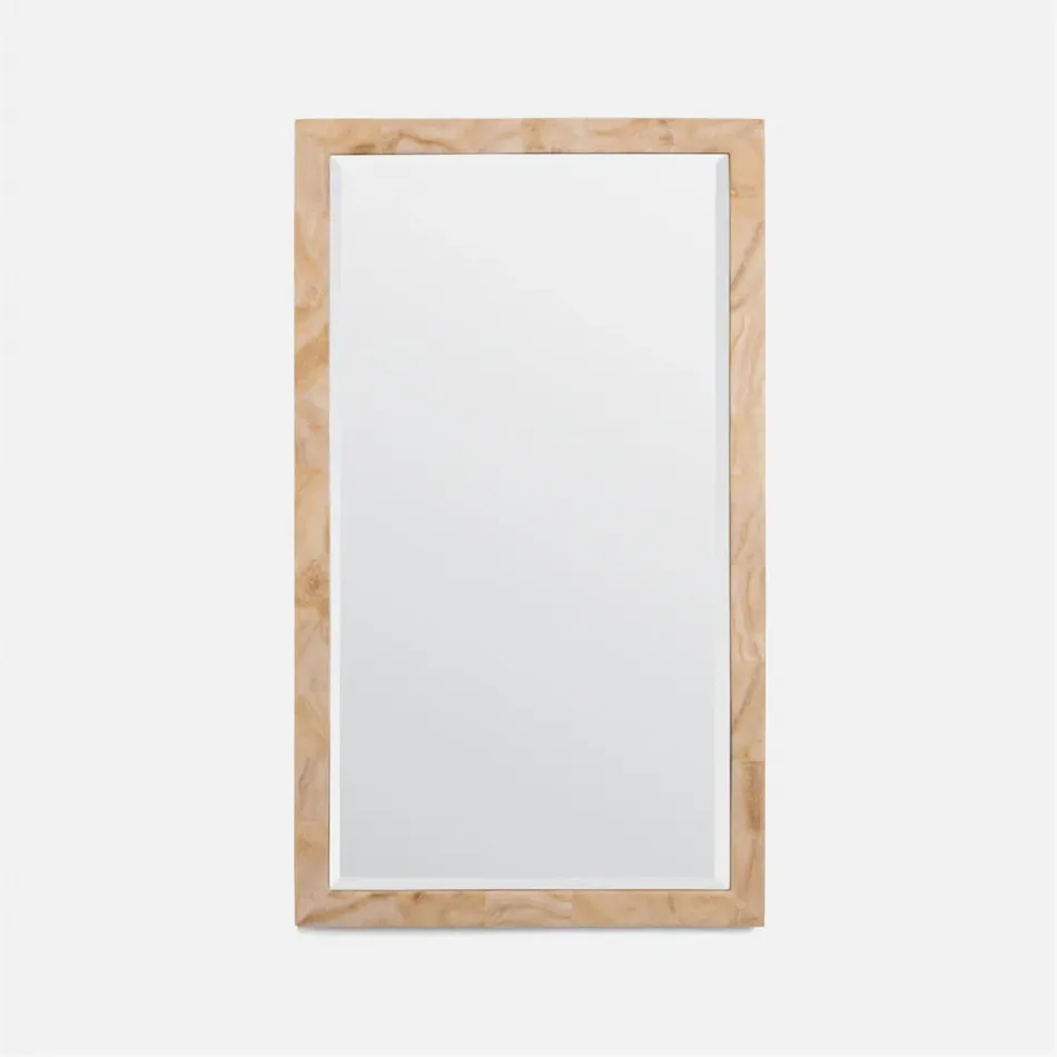 Sidney Beige Crystal Stone Rectangular Mirror 22"W x 38"H