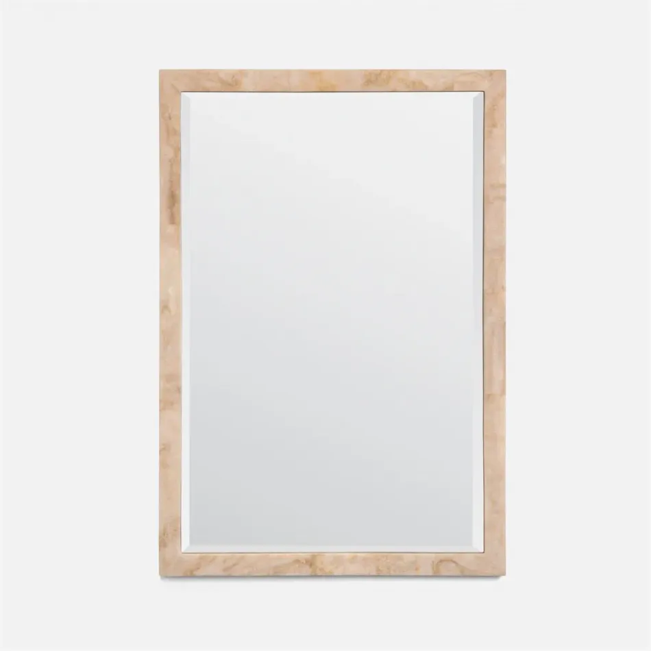 Sidney Beige Crystal Stone Rectangular Mirror 26"W x 38"H