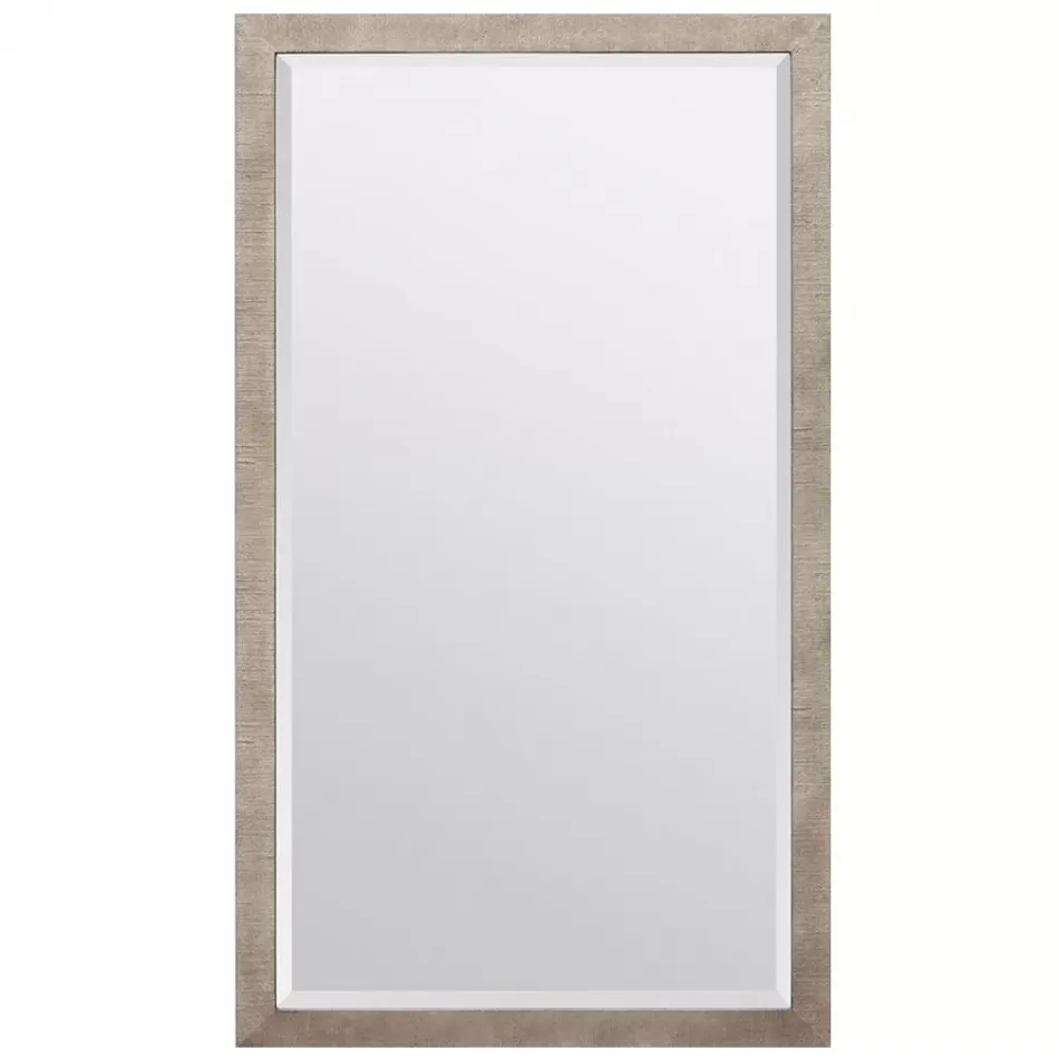 Sidney Warm Silver Faux Silk Rectangular Mirror