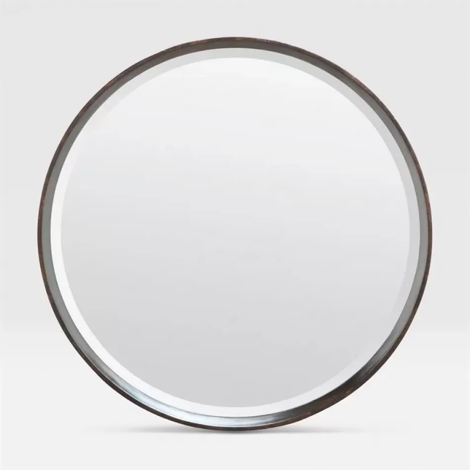 Thadeus 31"Diam Round Dark Bronze Metal Mirror