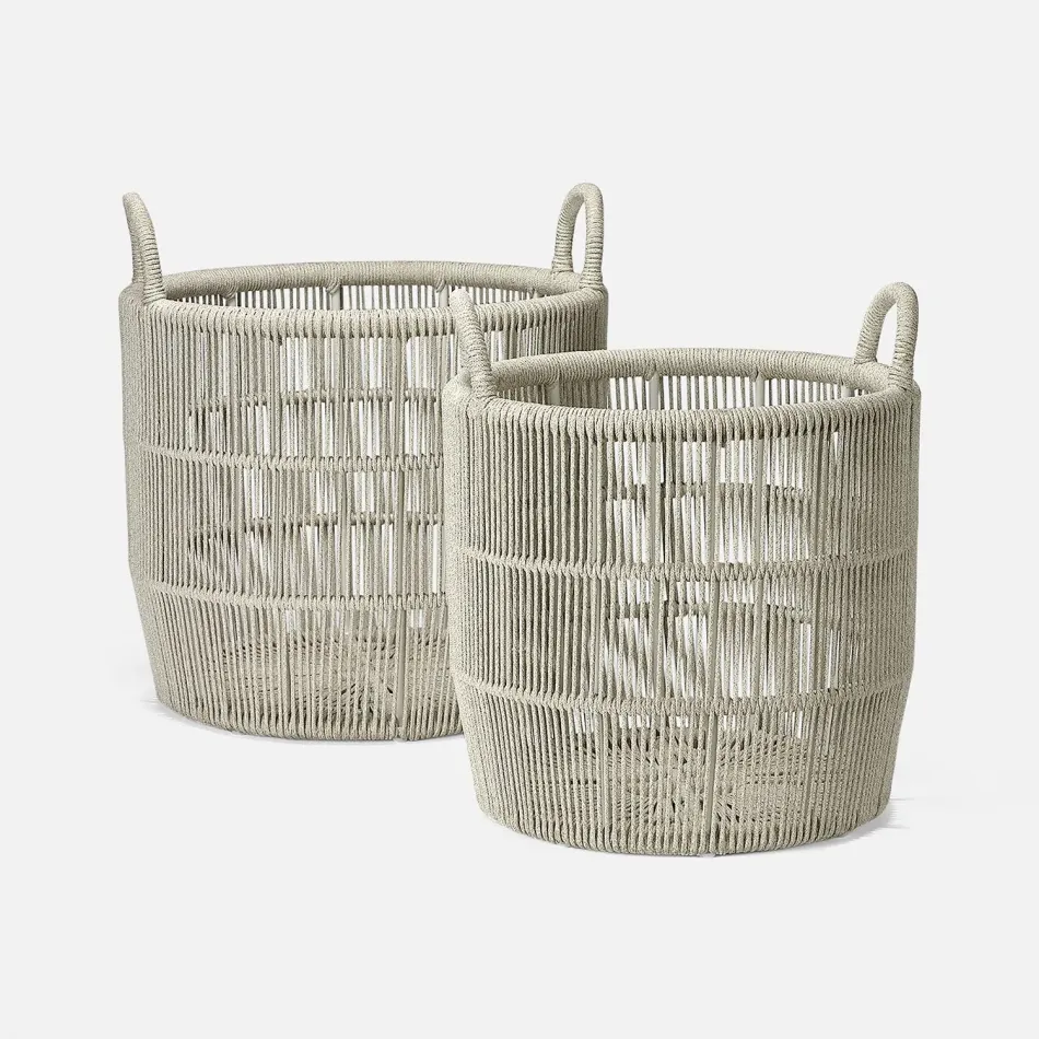 Alcoy Sand Performance Rope Basket XL Rd 22"D x 24"H 25"D x 28"H Set of Two