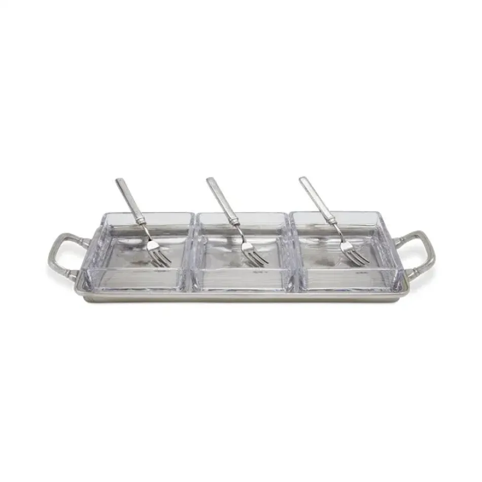 Crudite Tray with Handles - With 3 Cocktail Forks
