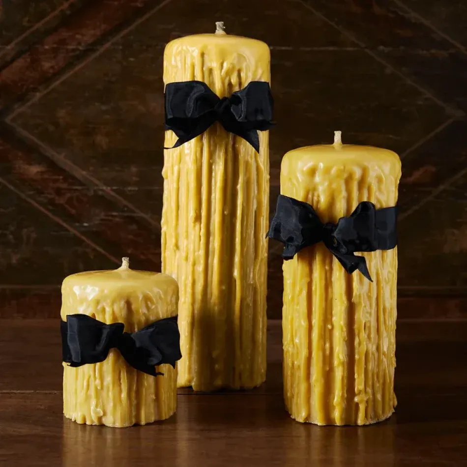 Gold Beeswax Drip Pillar - 3.5" x 3.5" (90-110 hrs)