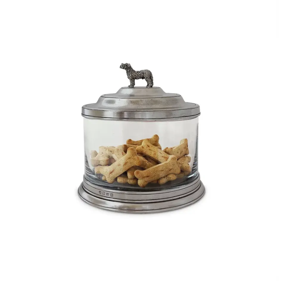 Glass Cookie Jar with Dog Finial