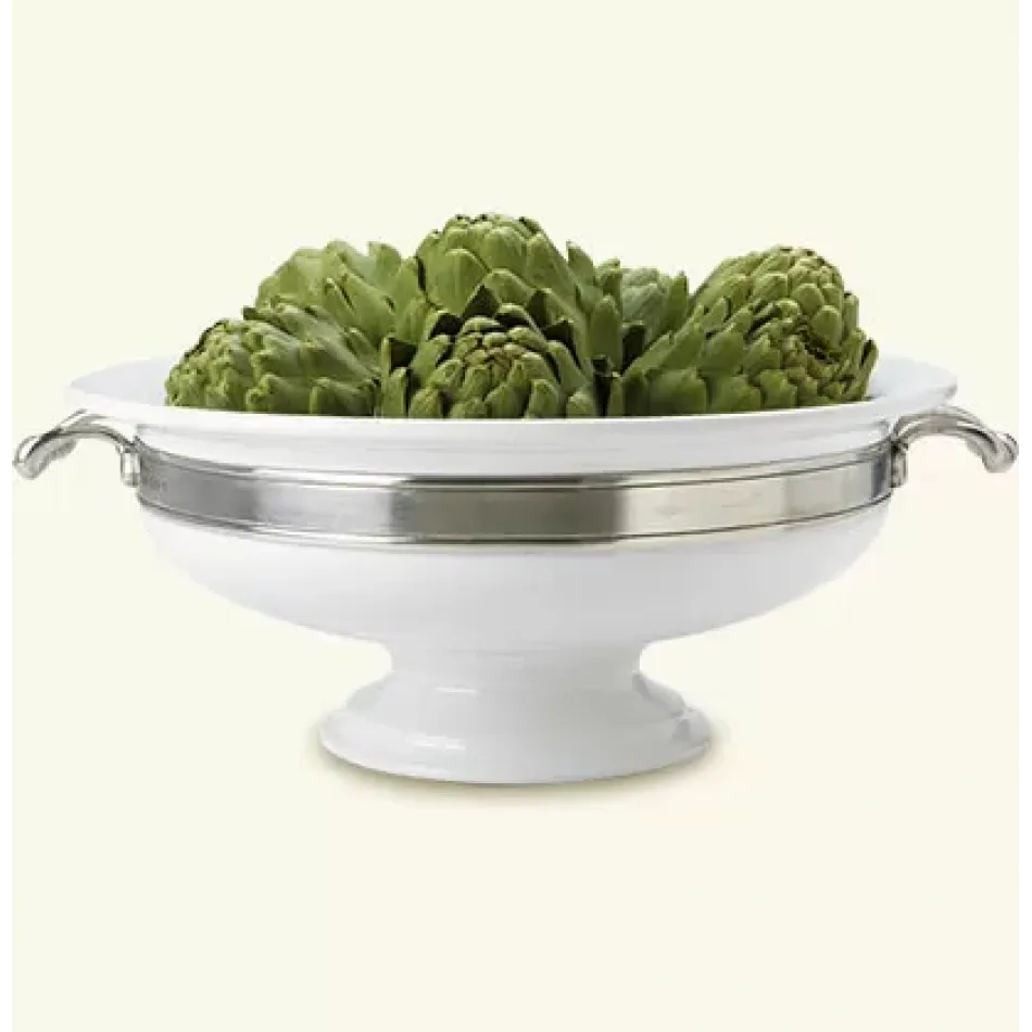 Convivio Round Centerpiece with Handles, Wht.