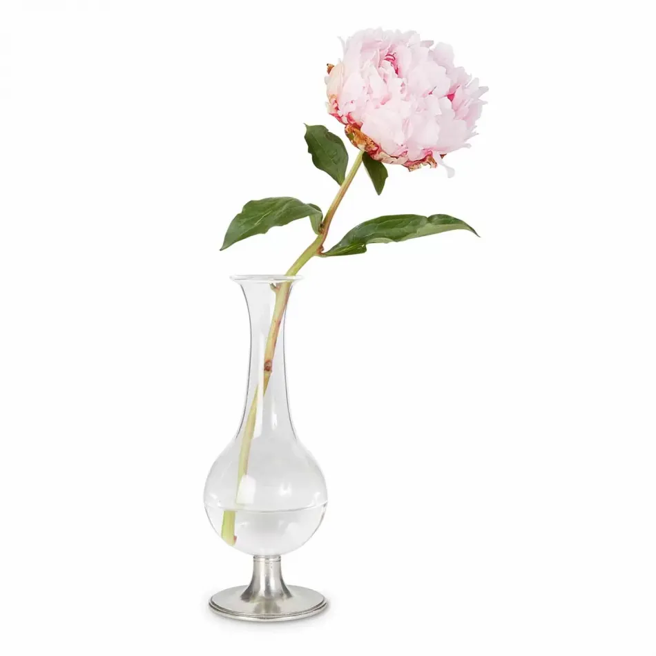 Pewter Footed Glass Vase