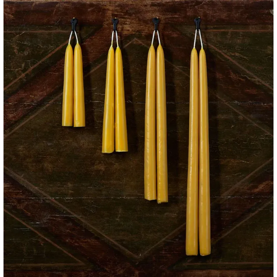 Gold Beeswax Tapers, Pair - 16" (20-28 hrs)