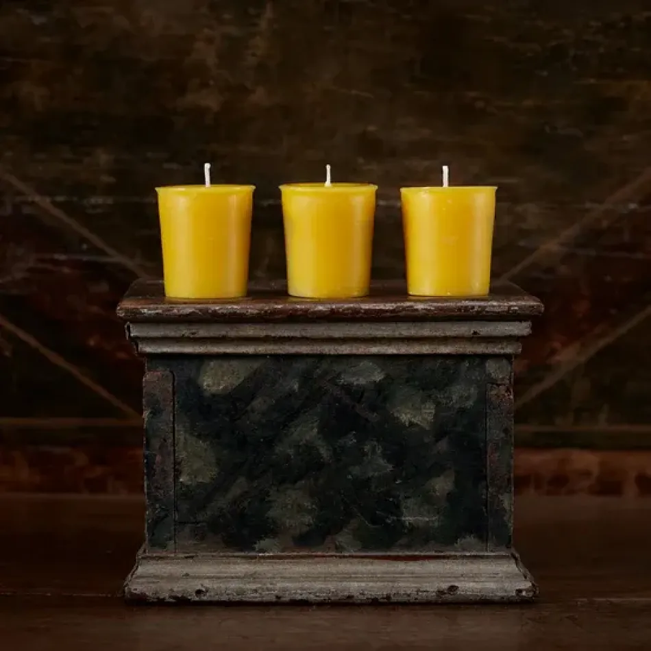 Gold Beeswax Votives, Pack/3 - (10-15 hrs)