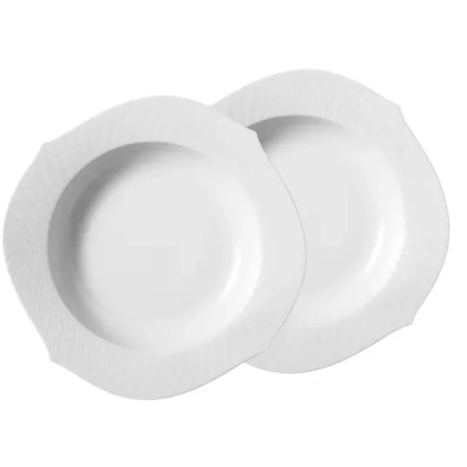 Waves Relief White Soup Plate Set