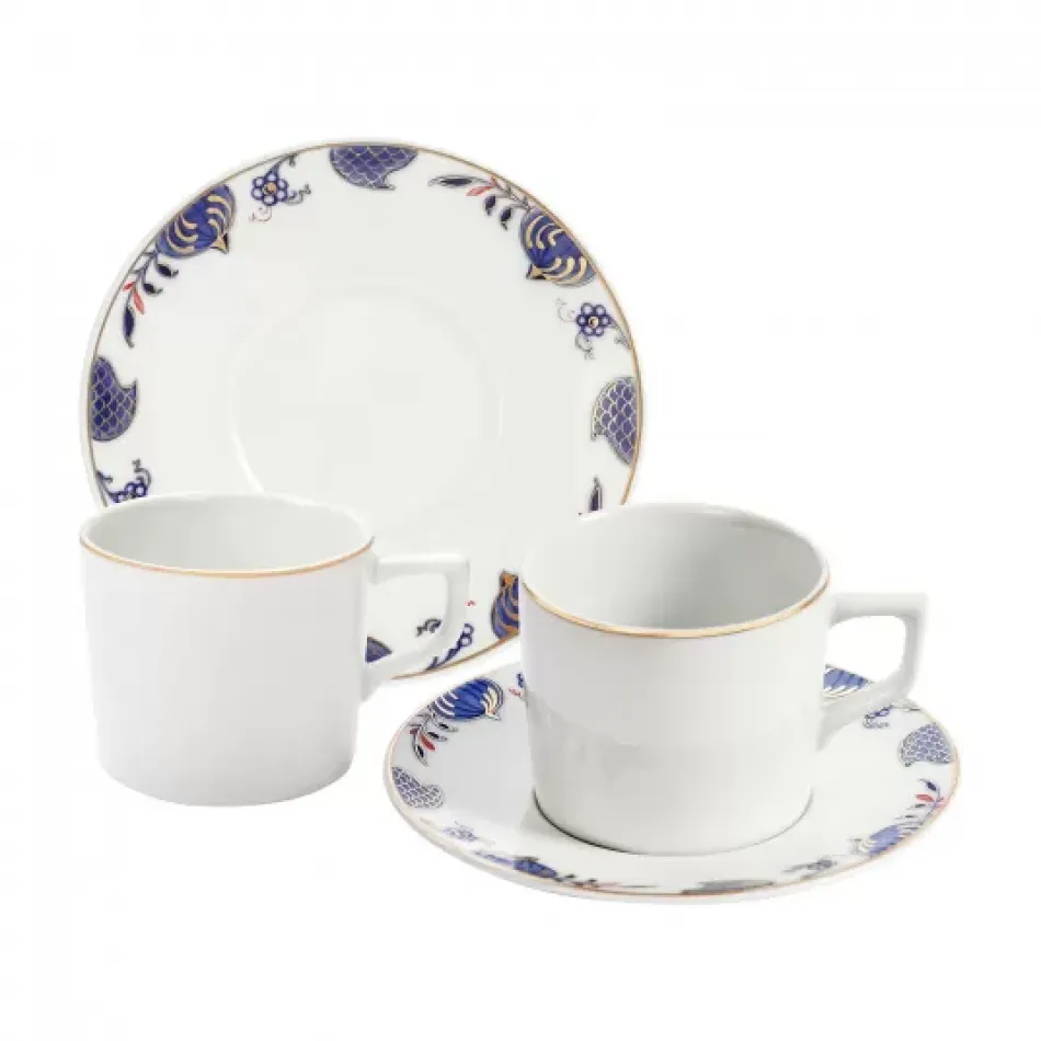 Noble Blue Red/Golden Espresso Cup Set