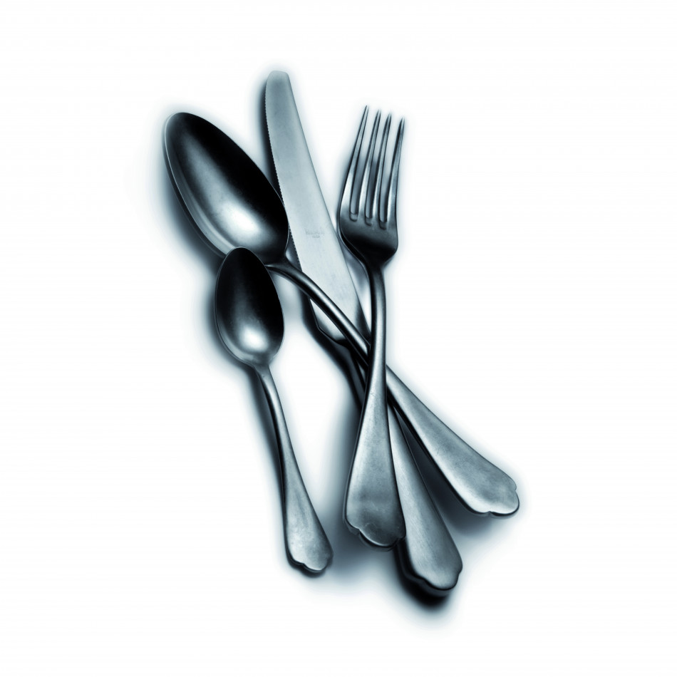 Dolce Vita Pewter 20-Pc Set (4 Table Forks, 4 Table Knives, 4 Dessert Spoons, 4 Dessert Forks, 4 USA Coffee Spoons)