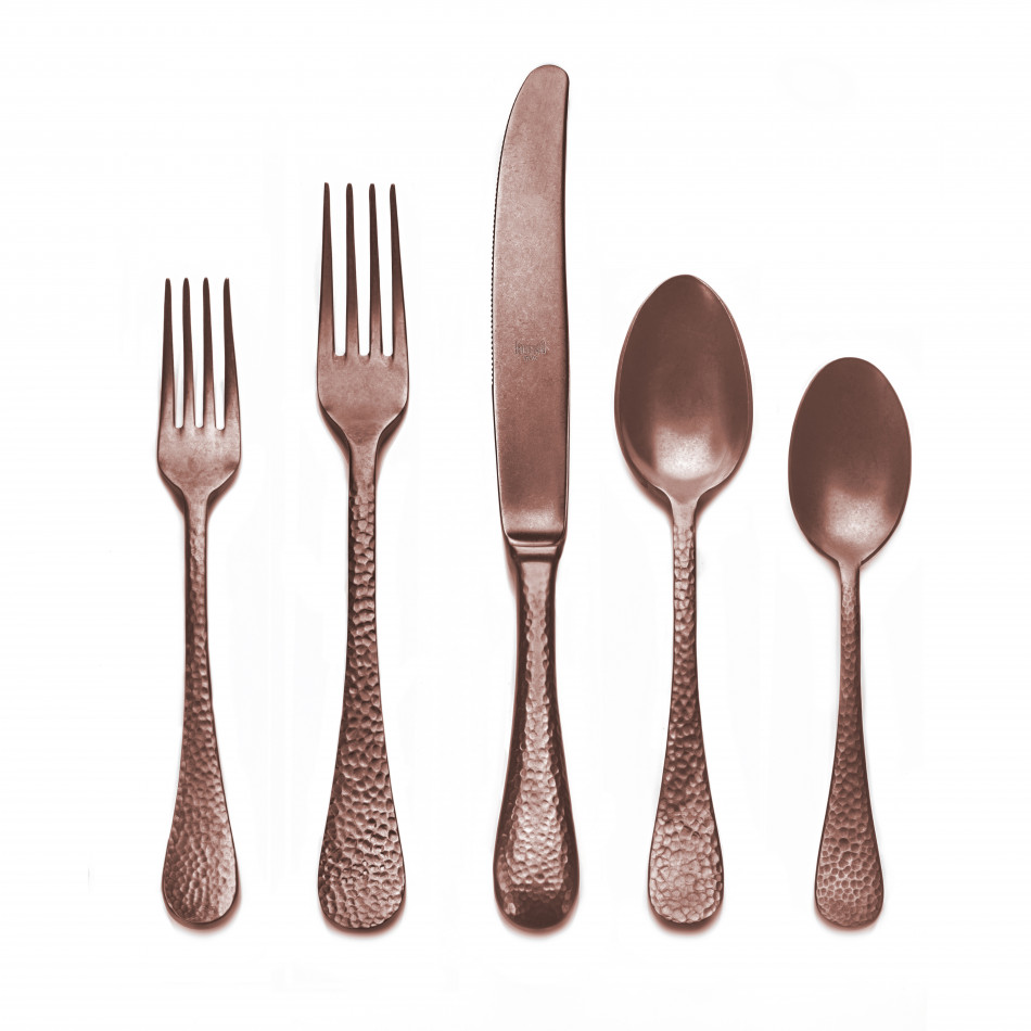 Epoque Pewter Bronze 5-Pc Setting (Table Fork, Table Knife, Dessert Spoon, Dessert Fork, USA Coffee Spoon)