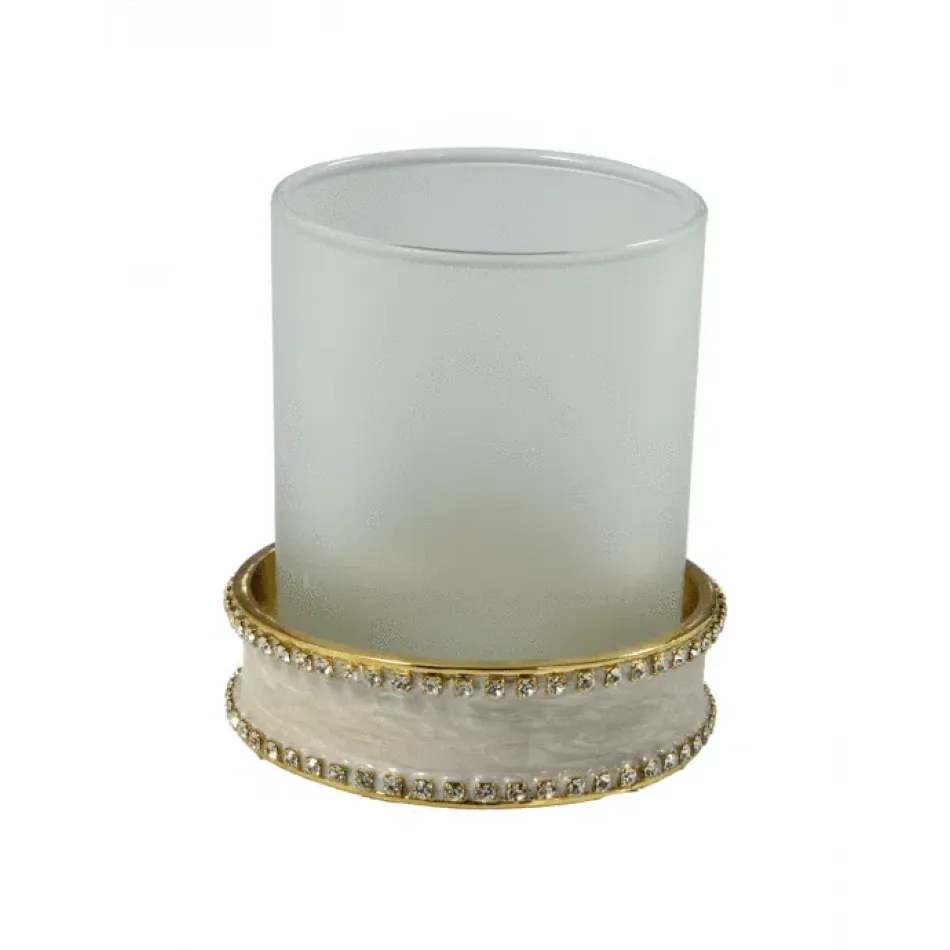 Audrey Moonglow Enamel/Gold Trim Round Tumbler (3.25"W x 3.25"H)