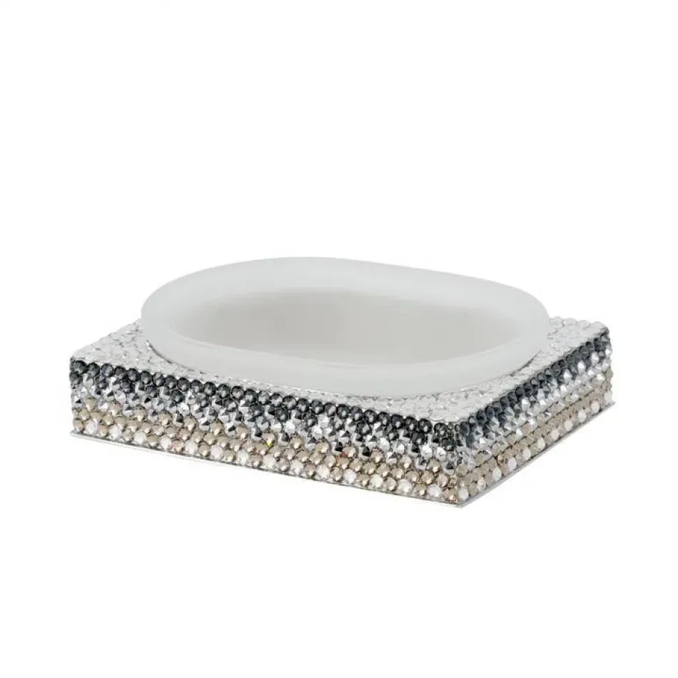 Biarritz Silver Trim Rectangular Soap Dish (5.5"L x 4" W x 1.5"H)