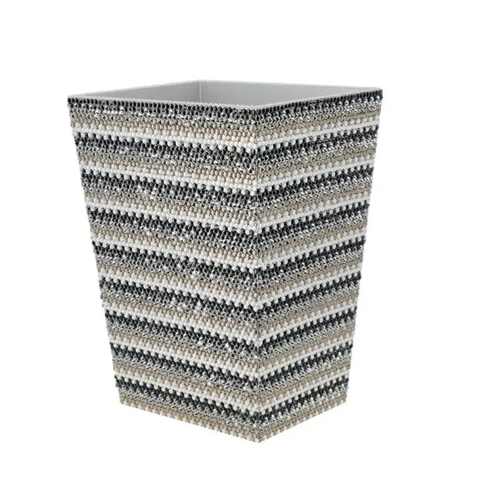 Biarritz Silver Trim Straight Wastebasket & Liner (8.75"L x 7"W x 11.5"H)