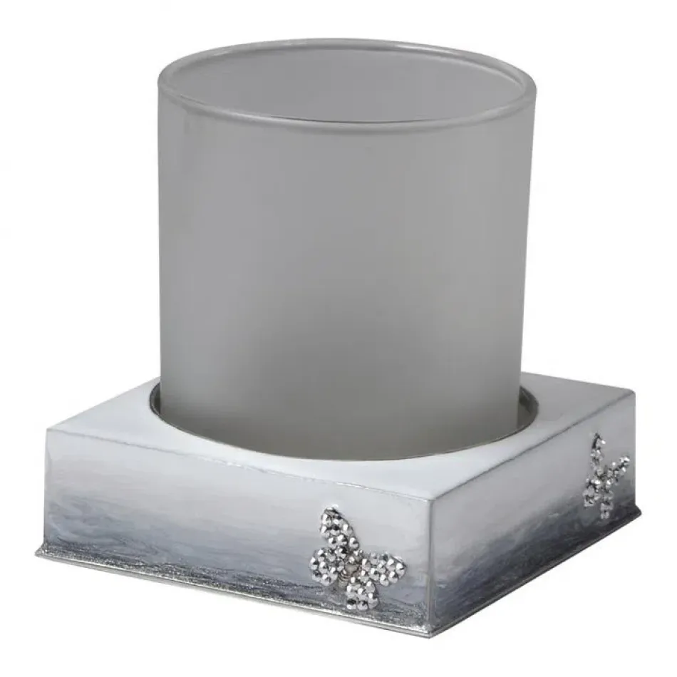 Breeze Ombre Gray Enamel/Silver Trim Square Tumbler (3.5"W x 3.75"H)