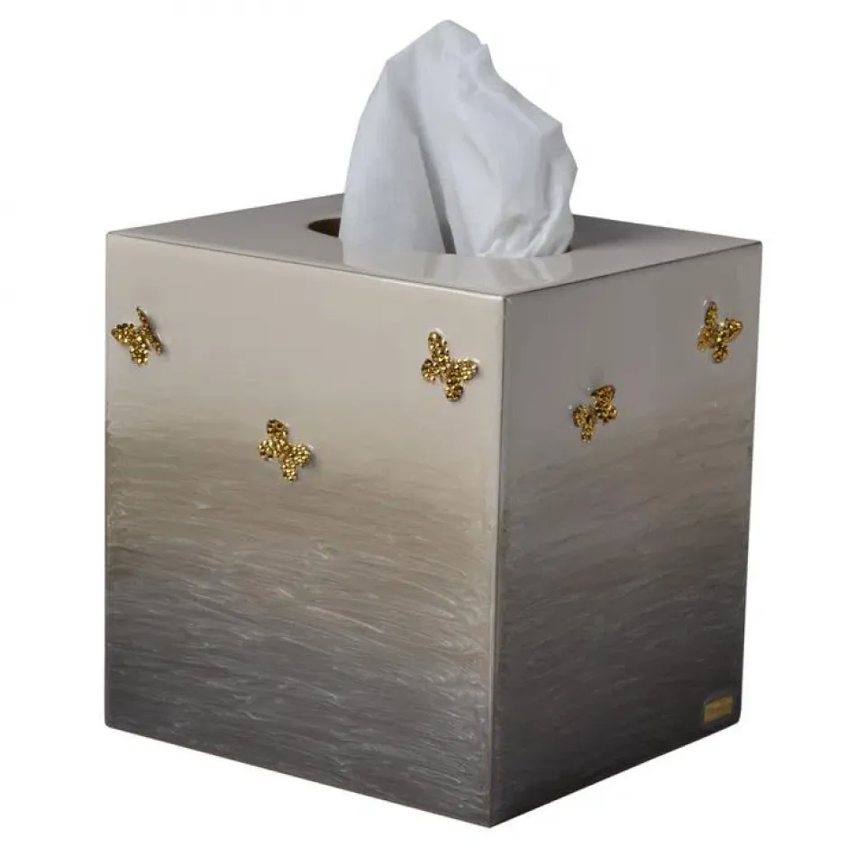 Breeze Ombre Natural Enamel/Gold Trim Square Tissue Holder (5.75"L x 5.25"W x 6"H)