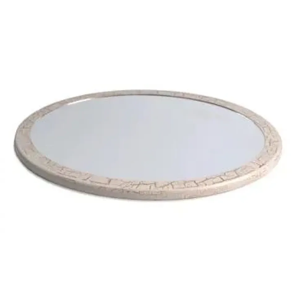 Foret/Distressed Matte Taupe/Gold Oval Vanity Tray w. Mirror (16"L X 13"W)