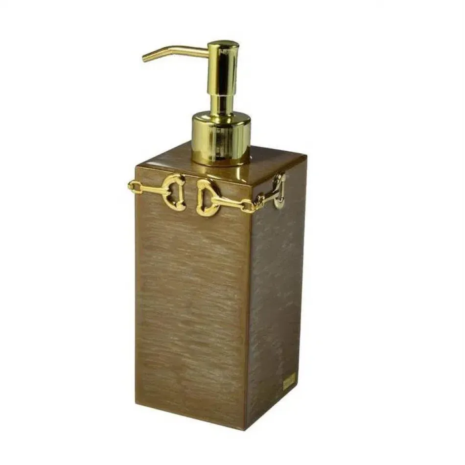 Hampton Cocoa Enamel/Gold Trim Box Pump (2.75"W x 8.25"H)