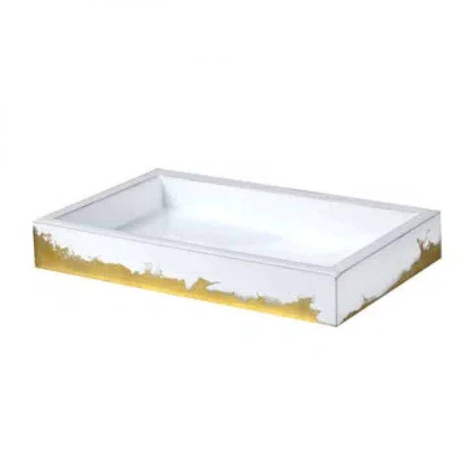 Lava/Explosive Pure White/Gold  Small Rectangle Tray (10"L x 6"W x 1.5"H)