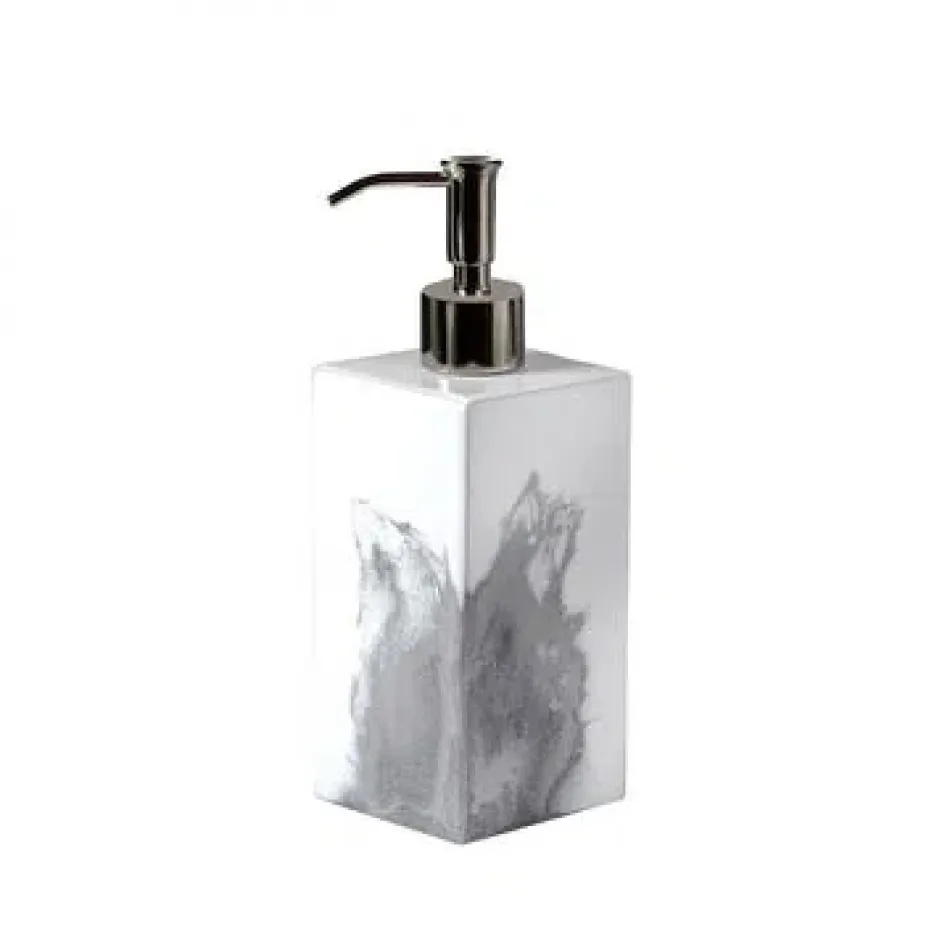 Lava/Explosive Pure White/Silver  Lotion/Soap Dispenser (2.75"W x 8.25"H)