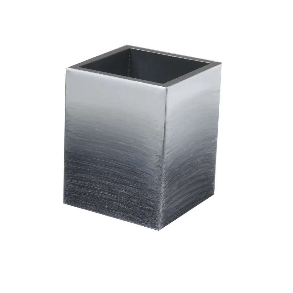 Ombre Gray/Silver Enamel  Make Up Brush Holder (3.25"W x 4.25"H)