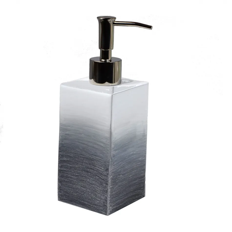 Ombre Gray/Silver Enamel  Lotion/Soap Dispenser (2.75"W x 8.25"H)