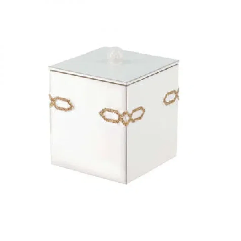 Salzburg Oatmeal Gold Enamel/Golden Shadow Swarovski Crystal Trim  Tall Square Container (3.75"W x 3.75"L x 5"H)