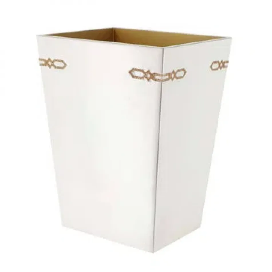 Salzburg Oatmeal Gold Enamel/Golden Shadow Swarovski Crystal Trim  Straight Wastebasket + Liner (8.75"L x 7"W x 11.5"H)