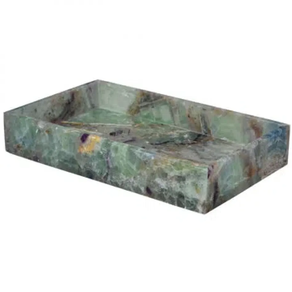 Taj Gemstone Fluorite  Flat Towel Holder/Small Tray (10"L x 6"W x 2"H)