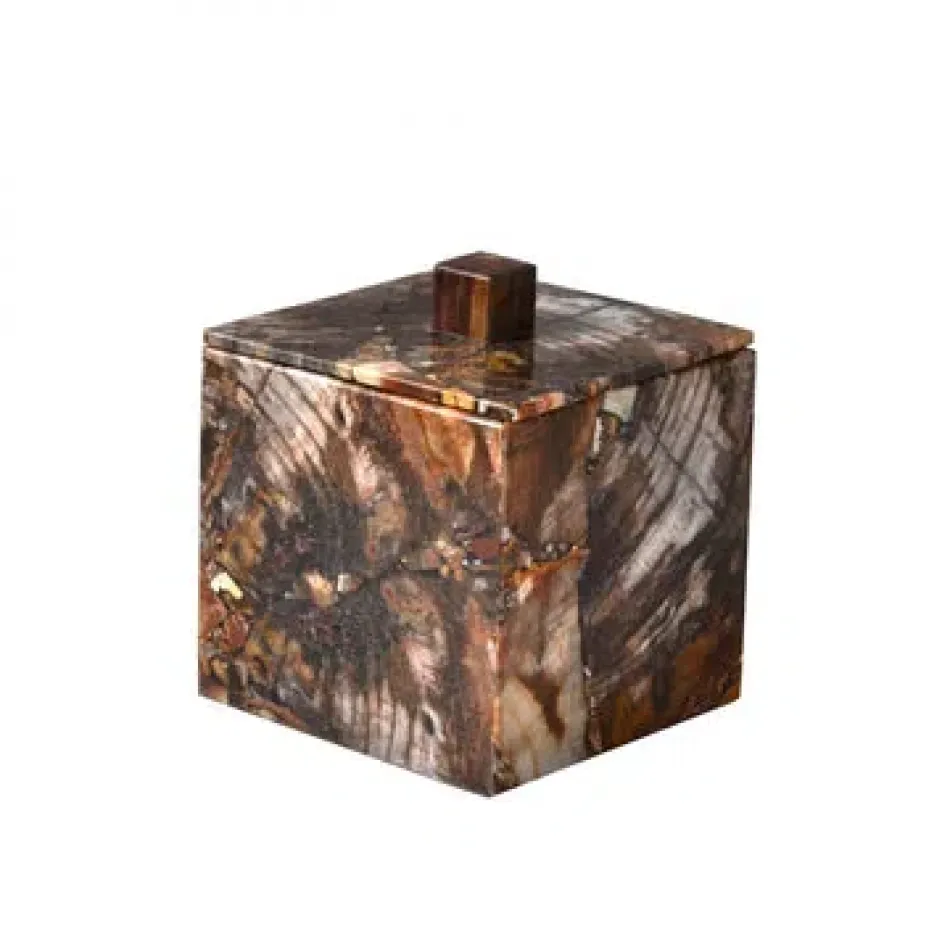 Taj Premium Gemstone Petrified Wood  Square Container (4"L x 4"W x 4"H)