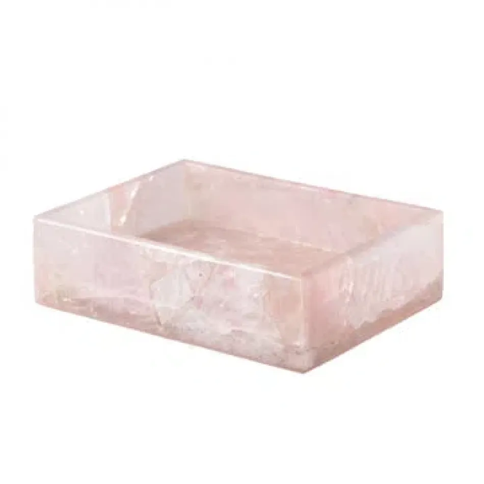 Taj Premium Gemstone Rose Quartz  Soap Dish (5.5"L x 4"W x 1.5"H)
