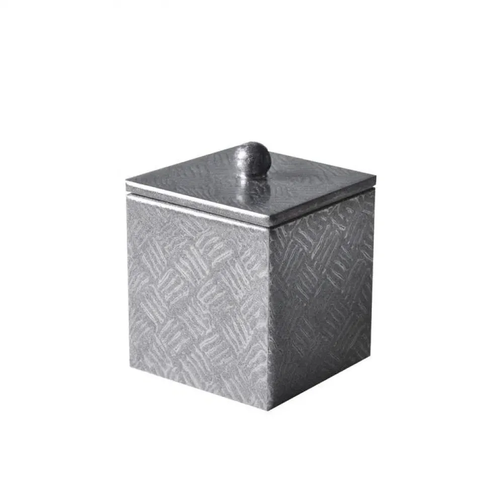 Tilly Metallic Silver Tall Square Container (3.75"W x 3.75"L x 5"H)