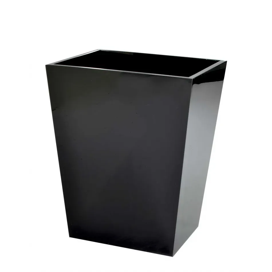 Ice Black Lucite  Wastebasket + Liner (7.5"W x 9"L x 11.25"H)