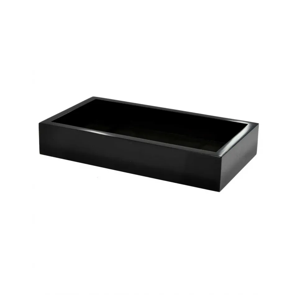 Ice Black Lucite  Flat Towel Holder/Small Tray (5.5"W x 9.75"L x 1.75"H)