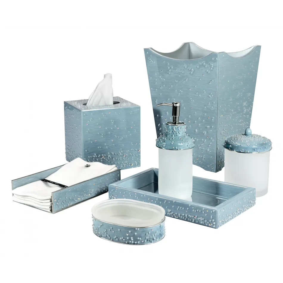 Caviar Winter Sky Enamel/Silver Trim Make Up Brush Holder (3.25"W x 4.25"H)