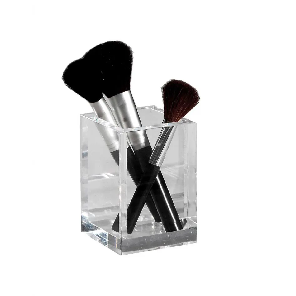Ice Clear Lucite  Brush Holder (3"W x 4.75"H)