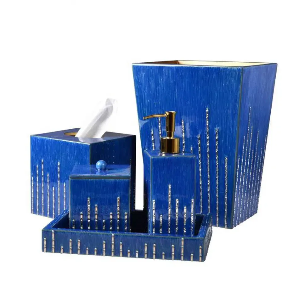 Deauville French Blue Enamel/Gold Bath Accessories