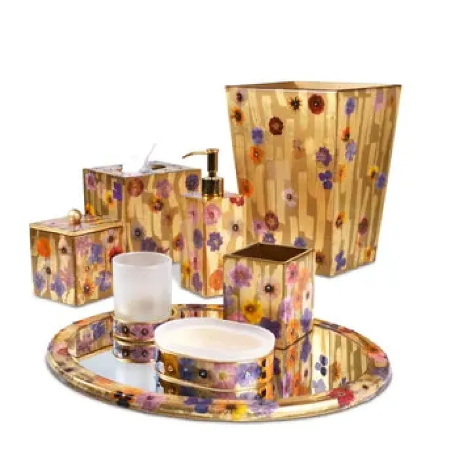 Fleur/Wildflowers with Cabochon Stones/Gold Trim Jewelry Box (4"W X 2.5"H)