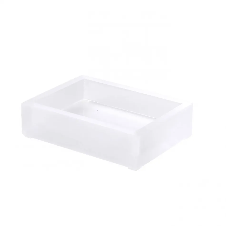 Ice Frosted Snow Lucite  Soap Dish (4.25"W x 5.5"L x 1.5"H)