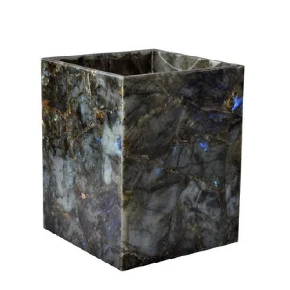 Taj Gemstone Labradorite  Wastebasket + Liner(8"L x 8"W x 10"H)