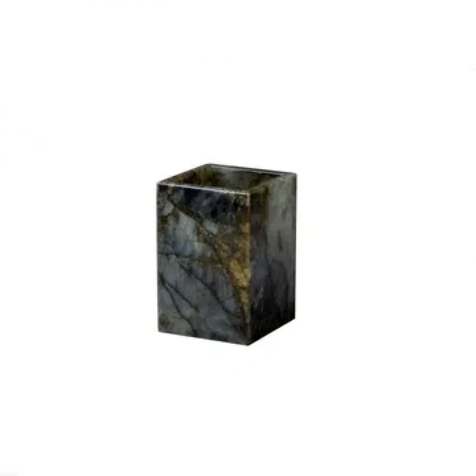 Taj Gemstone Labradorite  Brush Holder (3"L x 3"W x 4"H)