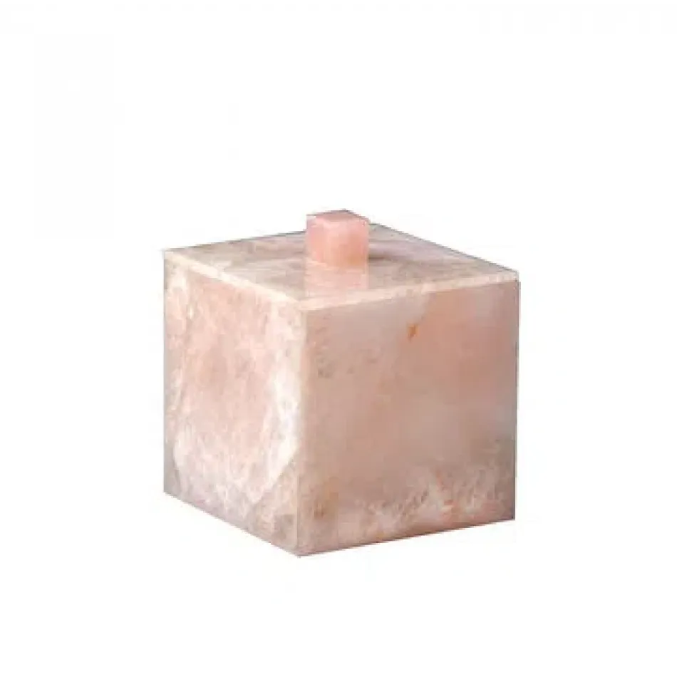 Taj Premium Gemstone Rose Quartz  Square Container (4"L x 4"W x 4"H)