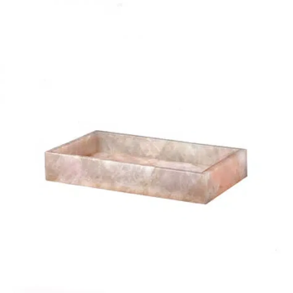 Taj Premium Gemstone Rose Quartz  Flat Towel Holder/Small Tray (10"L x 6"W x 2"H)