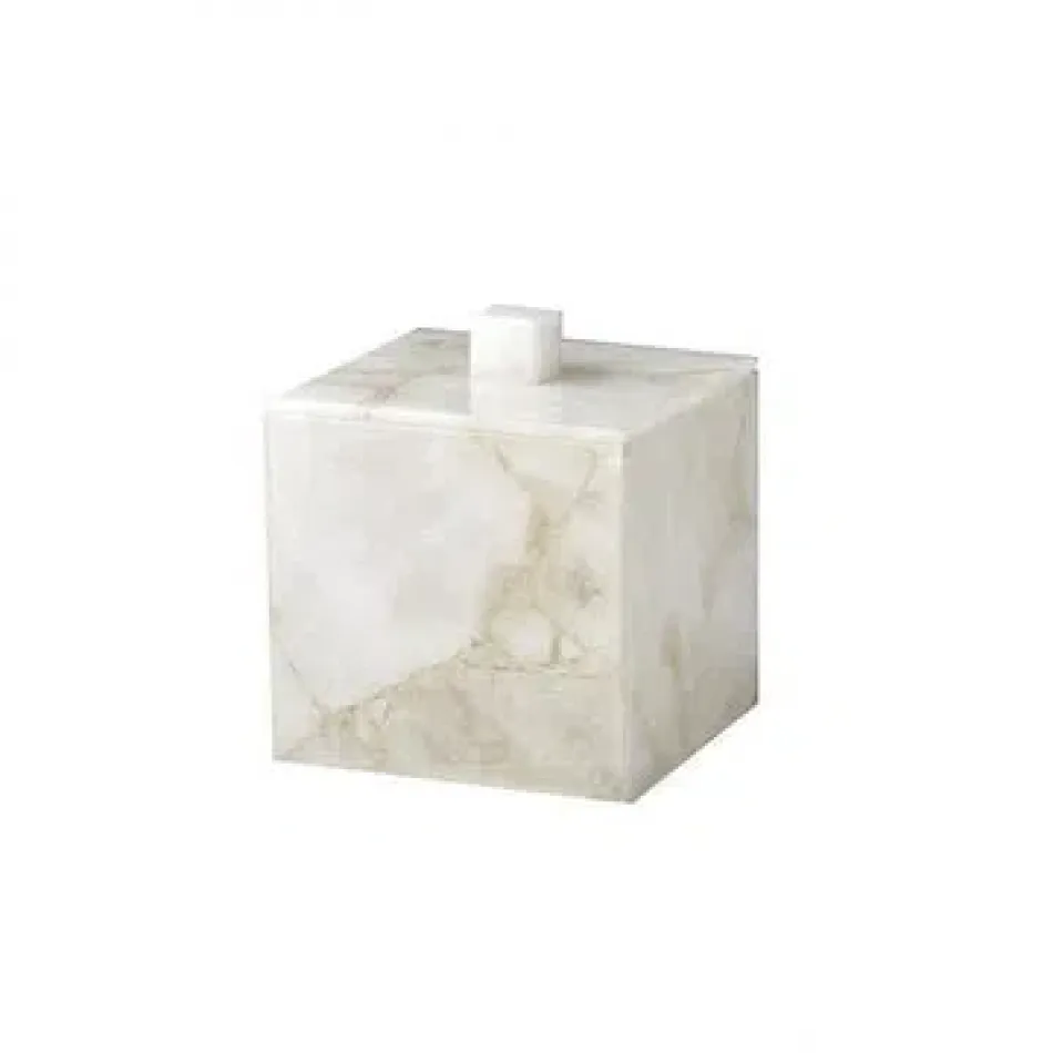 Taj Gemstone Milky White Quartz  Square Container (4"L x 4"W x 4"H)