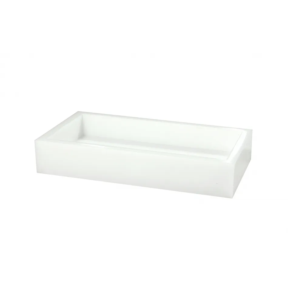 Ice White Lucite  Flat Towel Holder/Small Tray (5.5"W x 9.75"L x 1.75"H)