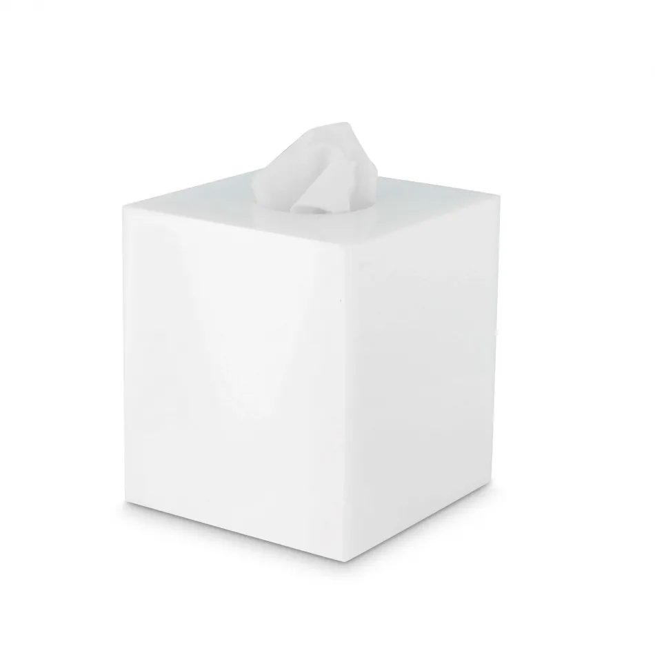 Ice White Lucite  Square Tissue Holder (5.75"W x 6.5"H)