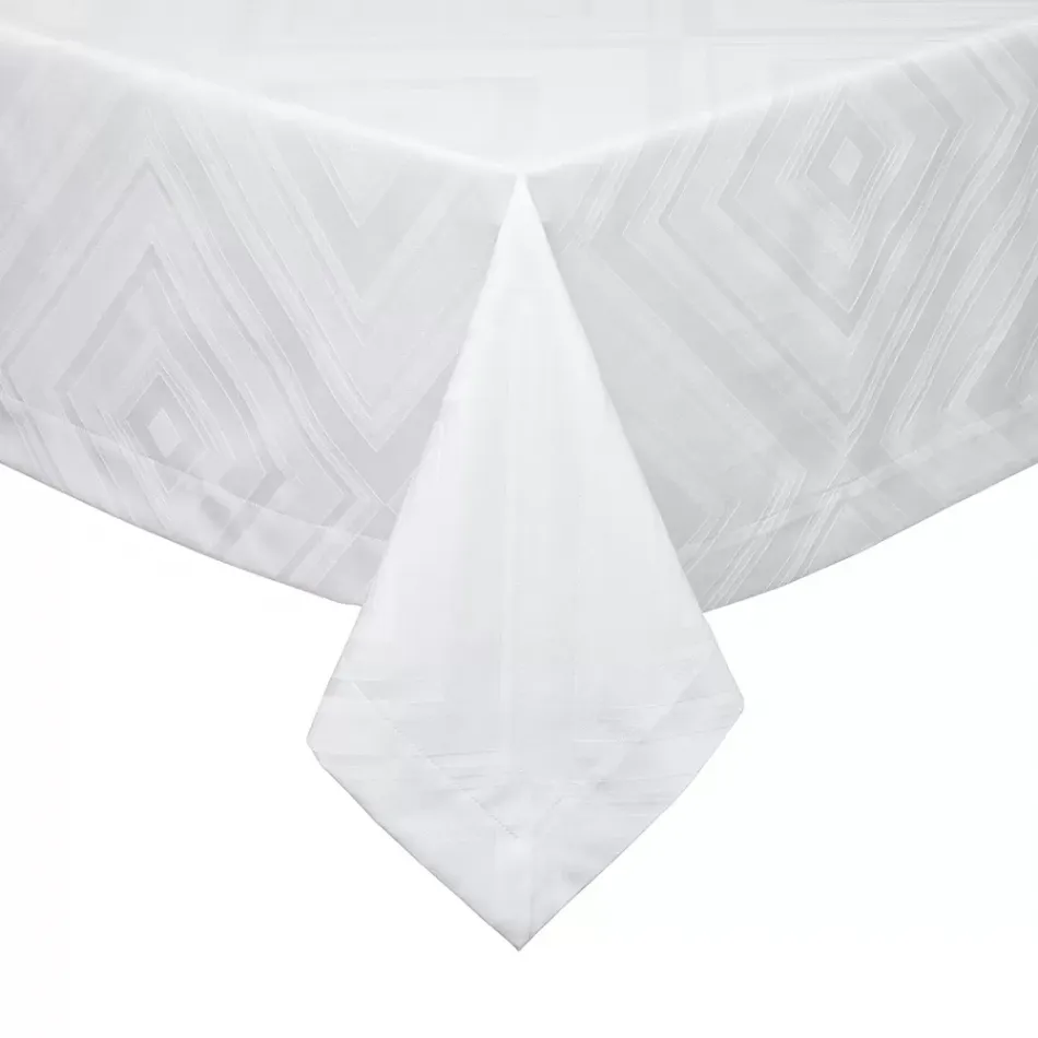 Brussels White Stain-Resistant Damask Table Linens